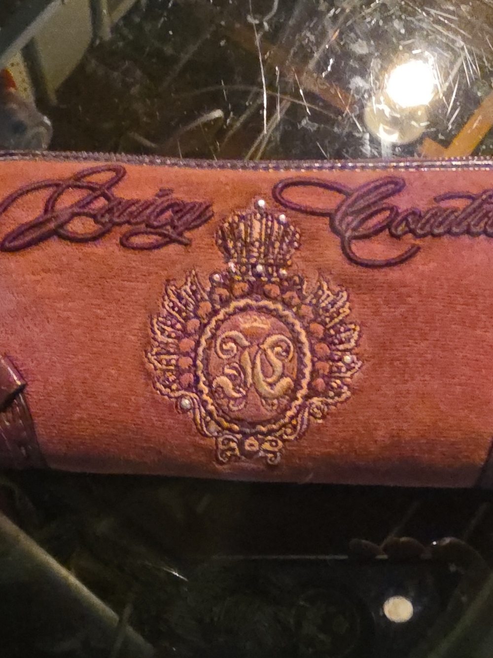 Vintage Juicy Couture Y2K Plum Embroidered Crest Wallet